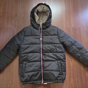 Tommy Hilfiger Boys Large Black Puffer Jacket with Red Accents